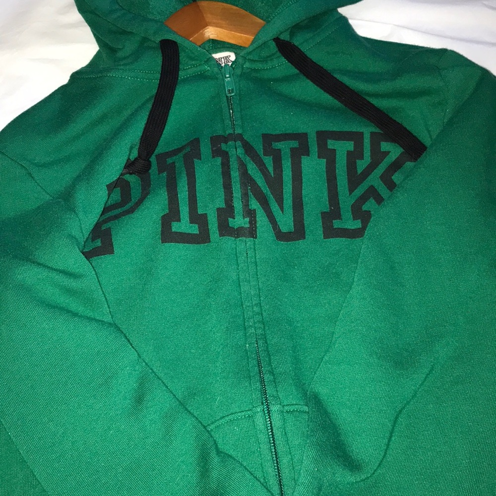 Victoria secret pink green zip up hoodie